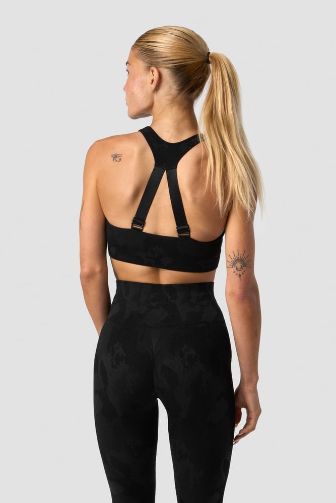 camo seamless sports bra black