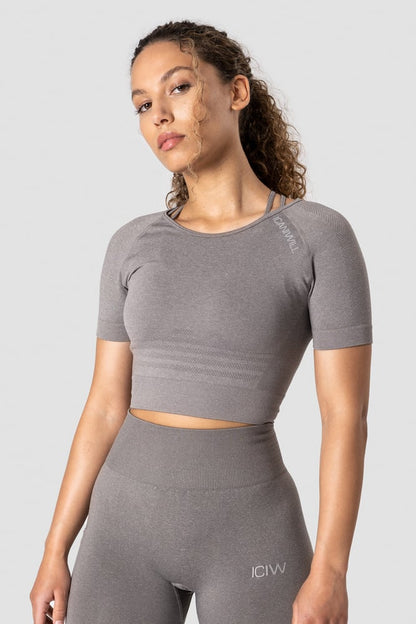 define seamless cropped t-shirt taupe melange wmn