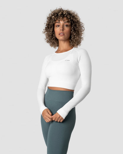 define seamless ls crop top white wmn