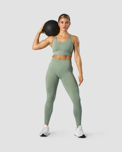 define seamless v-shape tights light sage green