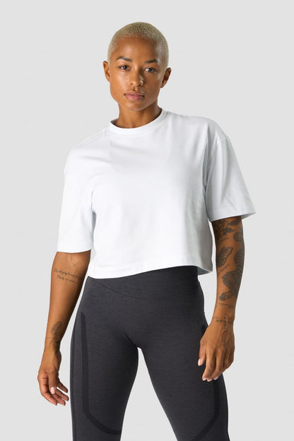 everyday cotton cropped t-shirt white