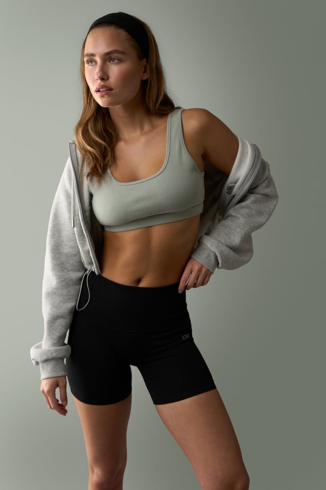 everyday cropped hoodie wmn light grey melange