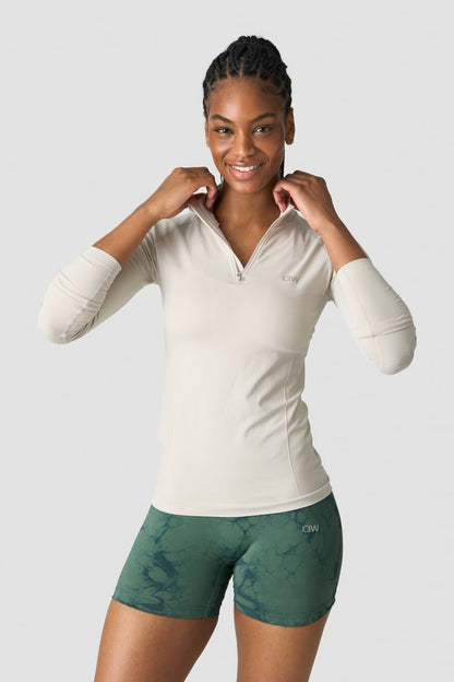 everyday seamless 1/4 zip wmn greige