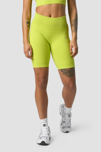 ICANIWILL - Ribbed Define Seamless Biker Shorts - Lime Green