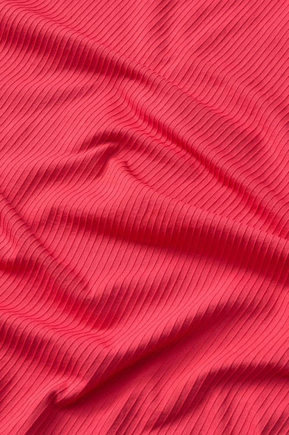 ICANIWILL - Ribbed Define Seamless Cropped T-shirt - Coral Red