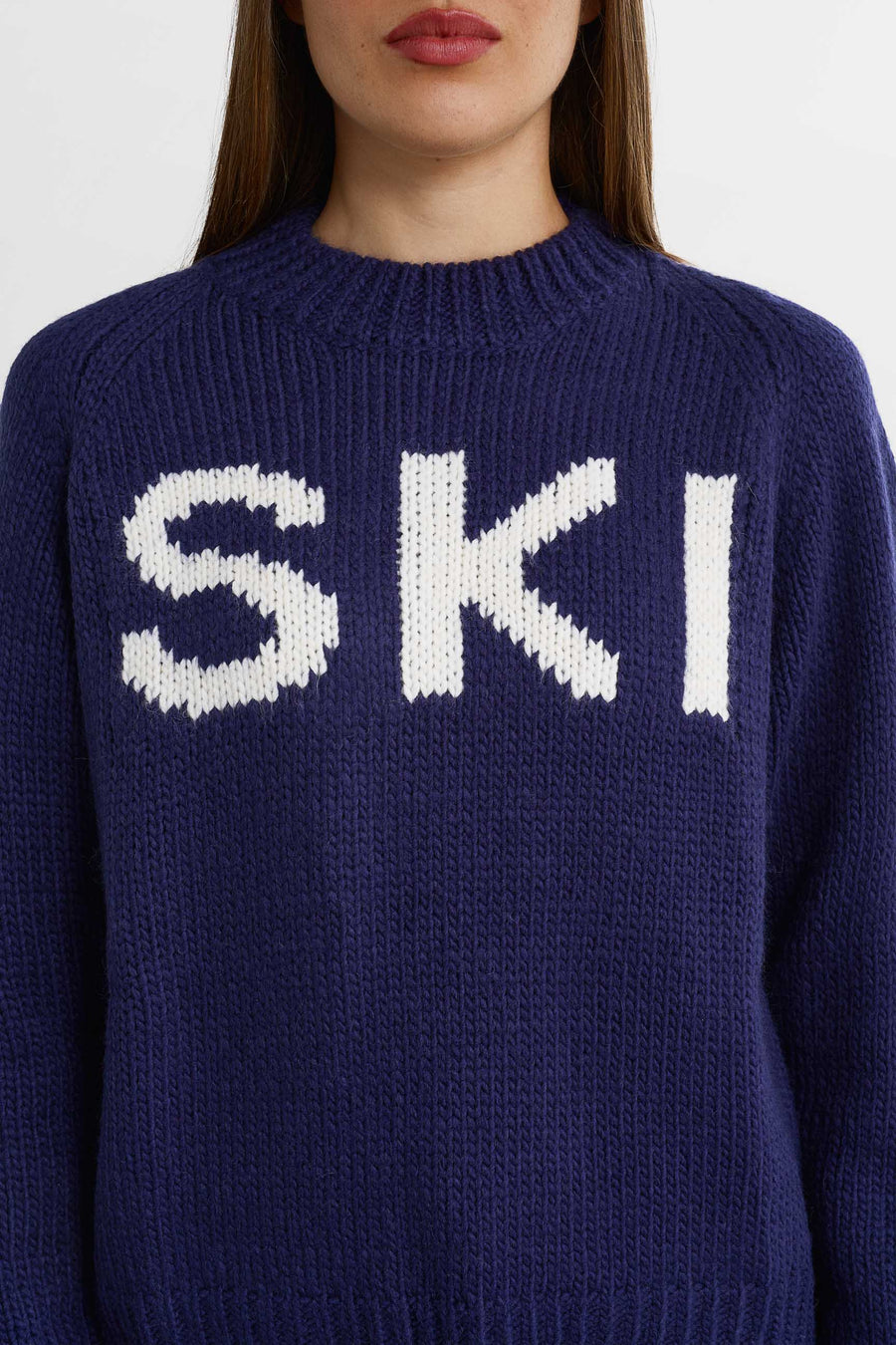 SKI Chunky Knit Sweater · Blauw/Wit