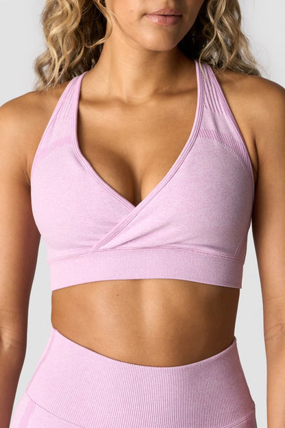 soft seamless adjustable sports bra lavender melange