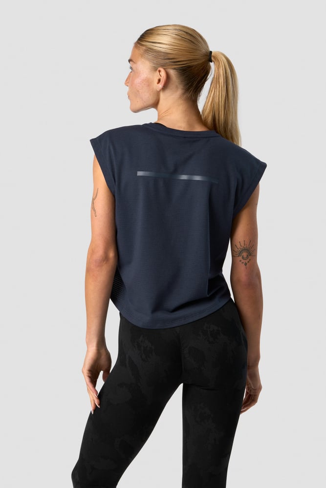 stride cropped tank wmn navy